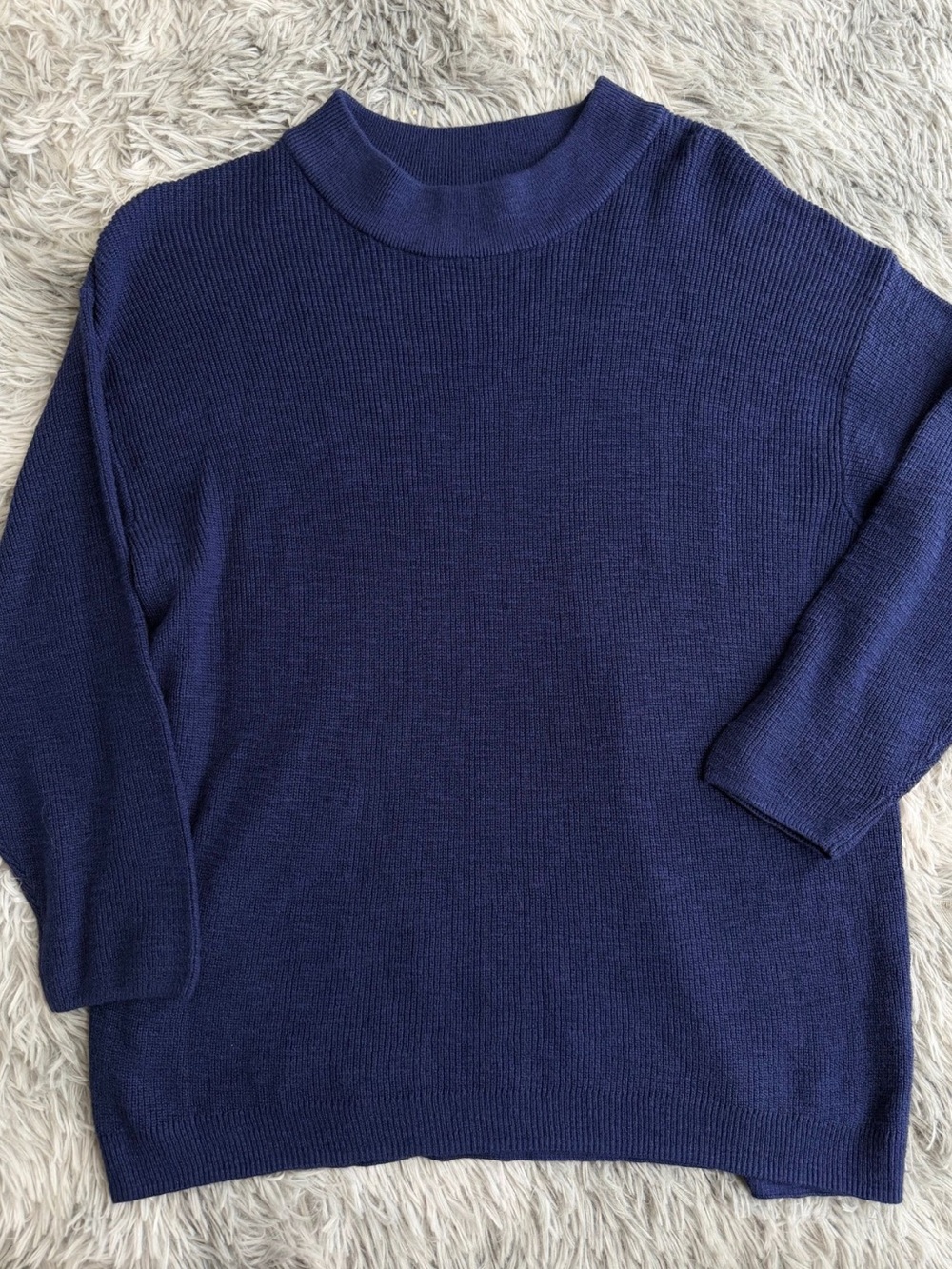 Free People Beach Oversized Knit Crewneck Longline Sweater Blue Size Small